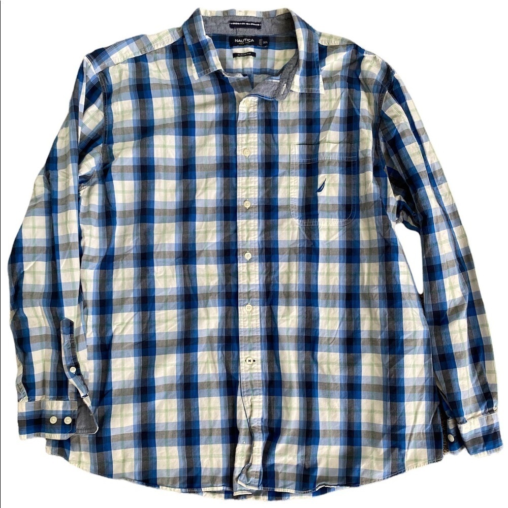 Nautica Blue plaid button down